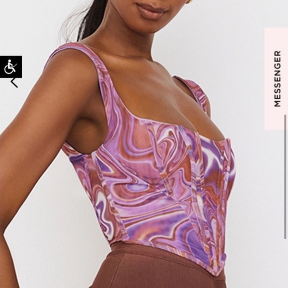 House of CB Ninetta Purple Swirl Print Mesh Corset Size M - Picture 1 of 6